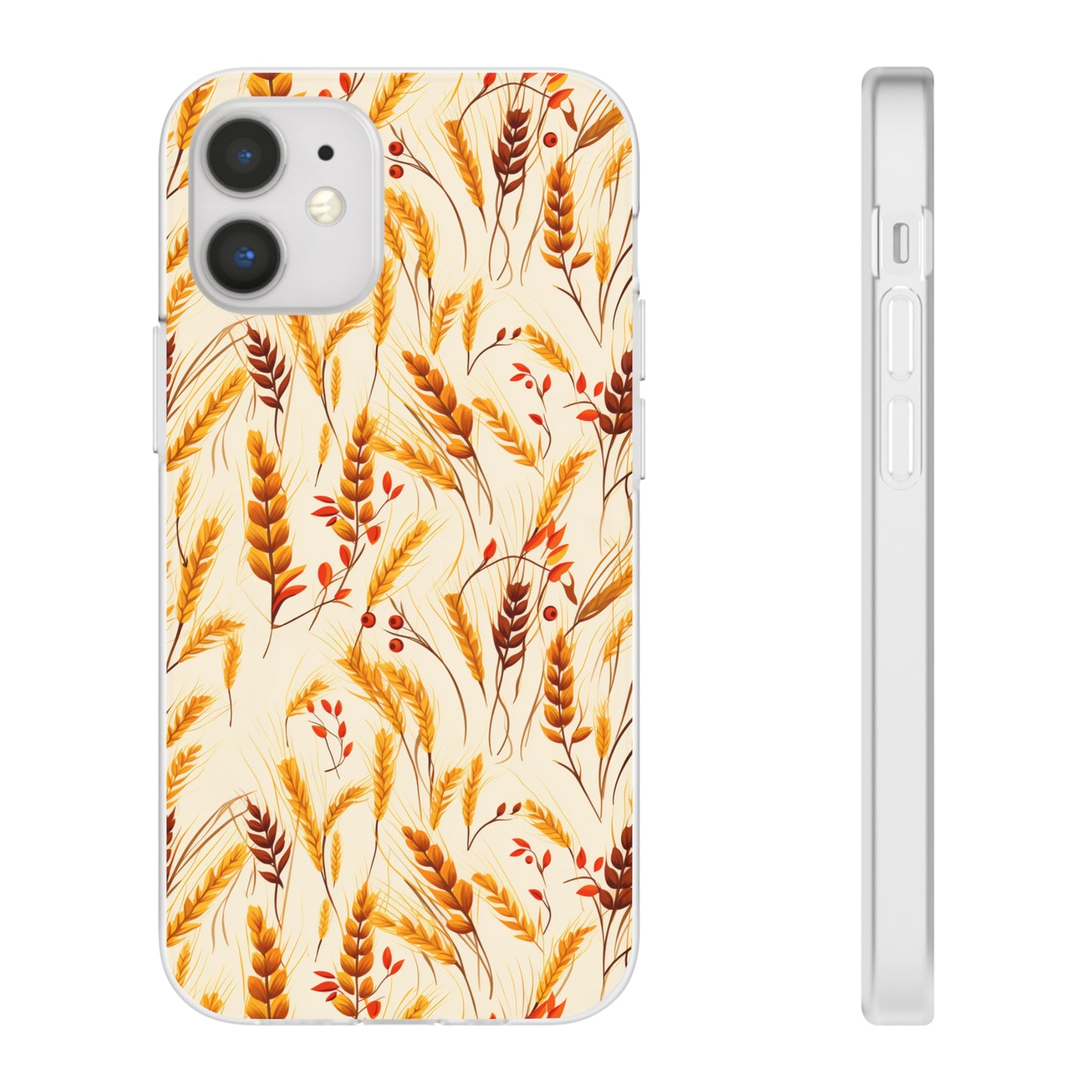 Golden Harvest: An Autumn Collage of Wheat and Berries - Flexible Phone Case