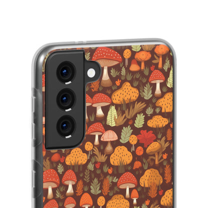 Autumn Spore Wonderland: Enchanting Mushroom and Leaf Designs - Flexible Phone Case