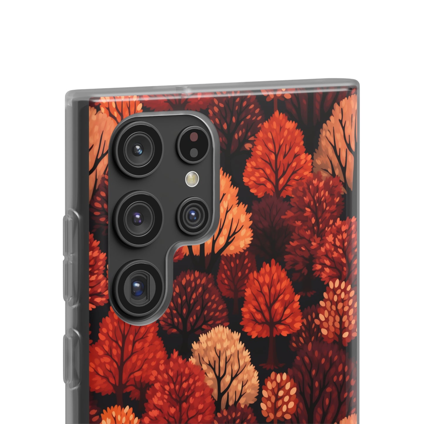 Crimson Forest: Autumn Trees in Vibrant Detail - Flexible Phone Case