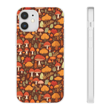 Autumn Spore Wonderland: Enchanting Mushroom and Leaf Designs - Flexible Phone Case