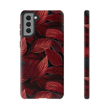 Scarlet Whispers: Lush Autumn Colours in Botanical Bliss - Tough Phone Case