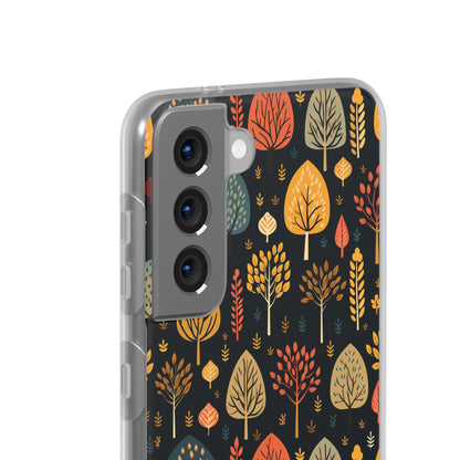 Mid-Century Mosaic: Dappled Leaves and Folk Imagery - Flexible Phone Case