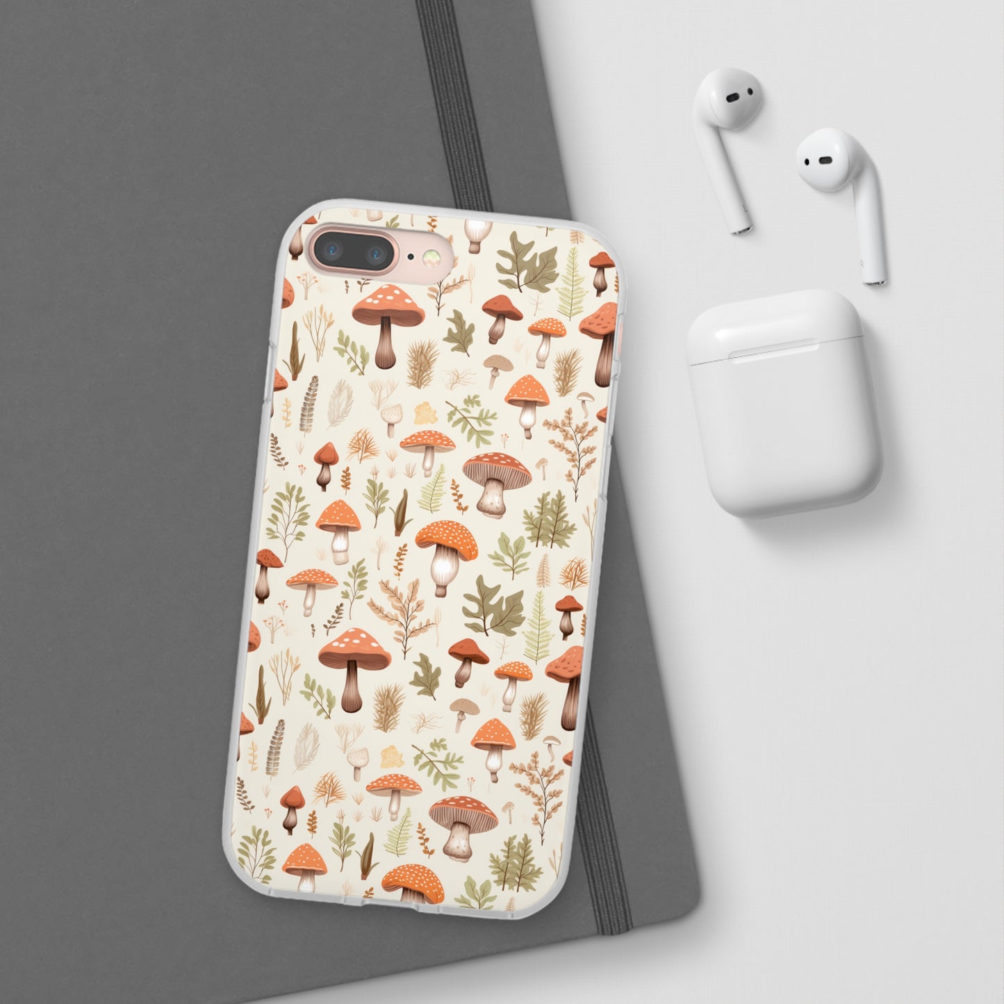 Mushroom Haven - Autumnal Tones Botanical illustration - Flexible Phone Case