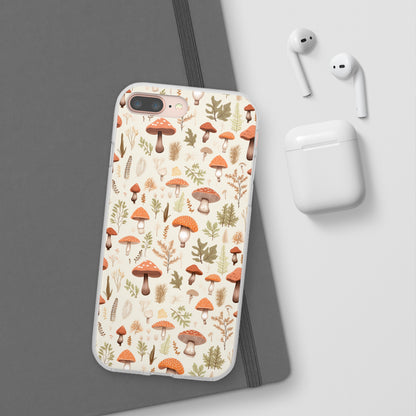 Mushroom Haven - Autumnal Tones Botanical illustration - Flexible Phone Case