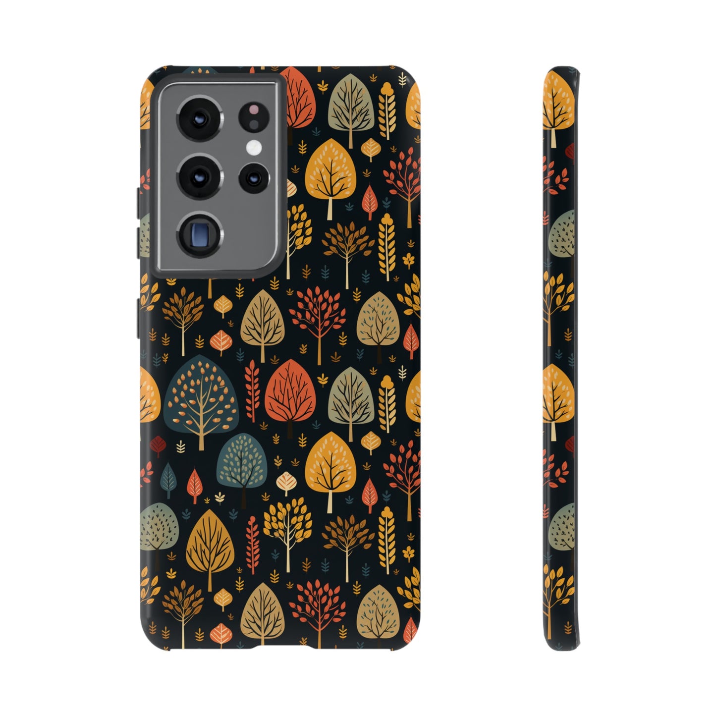 Mid-Century Mosaic: Dappled Leaves and Folk Imagery - Tough Phone Case