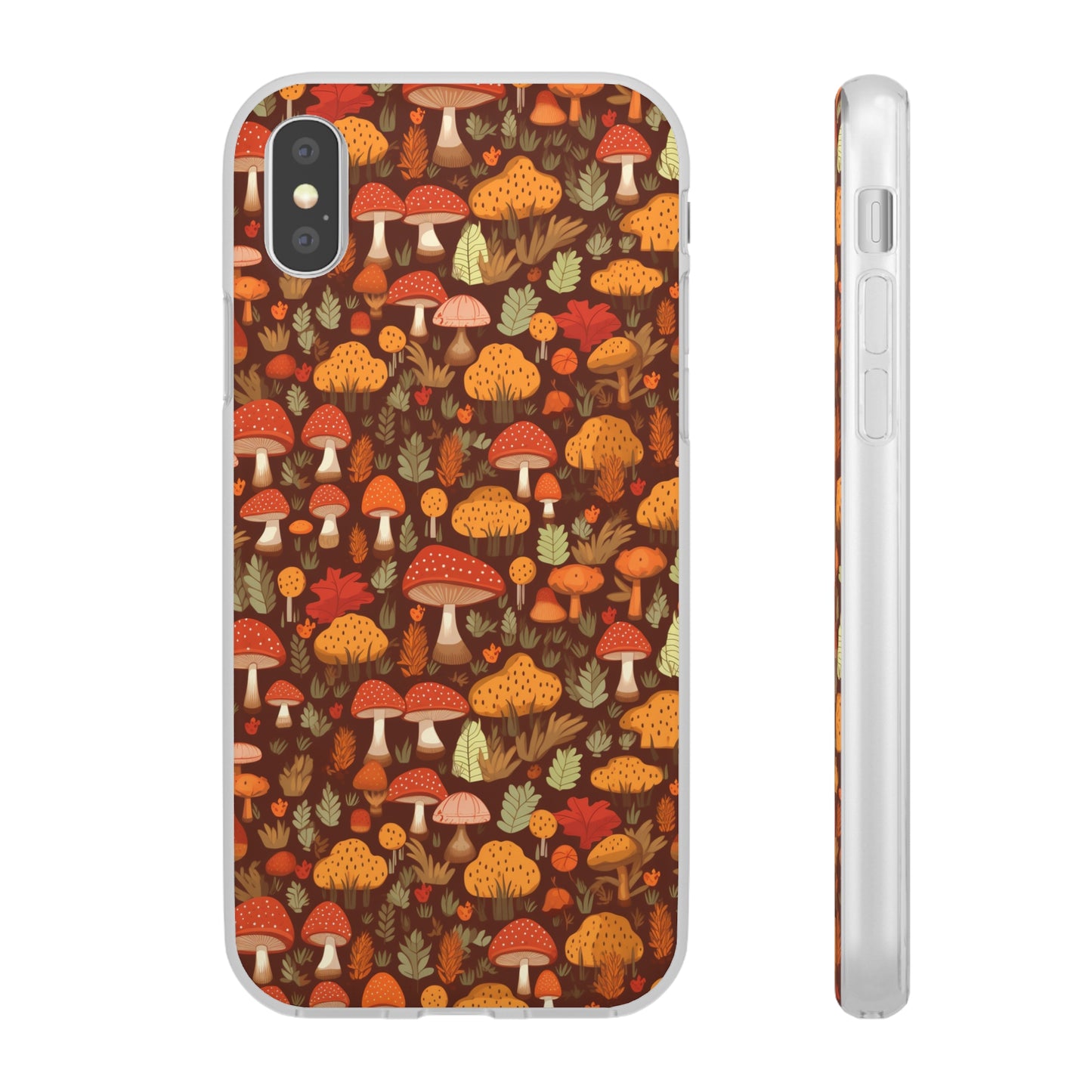 Autumn Spore Wonderland: Enchanting Mushroom and Leaf Designs - Flexible Phone Case