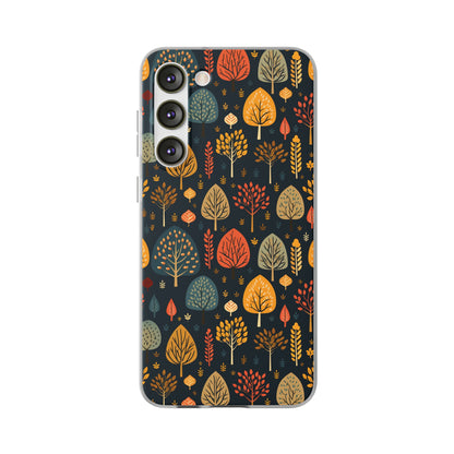 Mid-Century Mosaic: Dappled Leaves and Folk Imagery - Flexible Phone Case