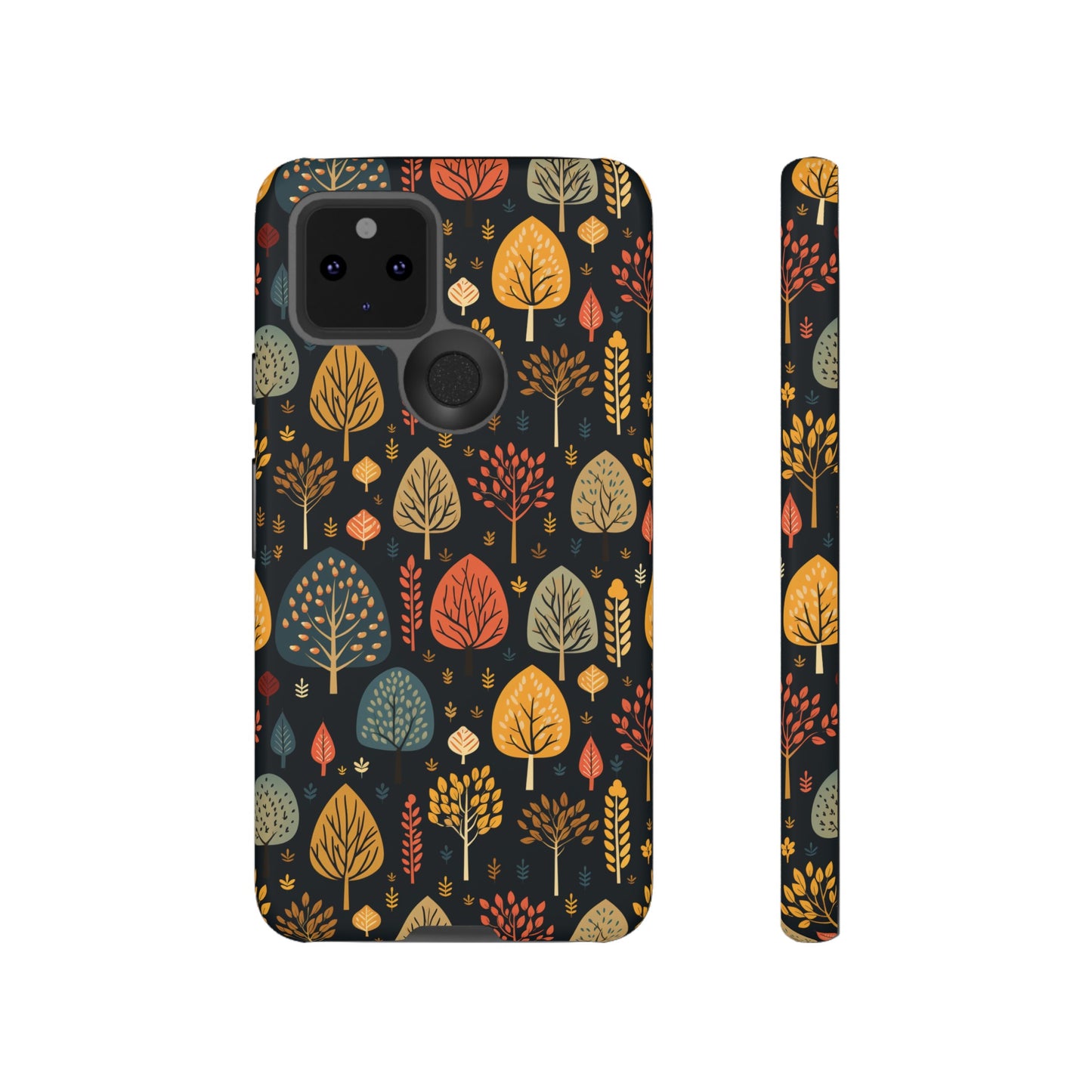 Mid-Century Mosaic: Dappled Leaves and Folk Imagery - Tough Phone Case