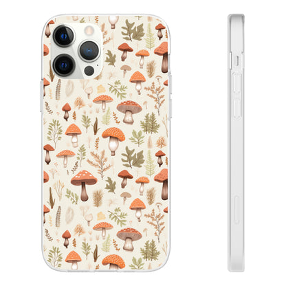 Mushroom Haven - Autumnal Tones Botanical illustration - Flexible Phone Case