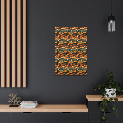 Orange Lotus Whisper: Autumn on the Water - Satin Canvas, Stretched