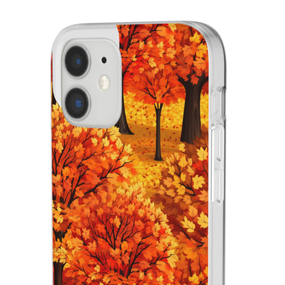 Impasto-Style Woodlands: High-Contrast Autumn Foliage - Flexible Phone Case