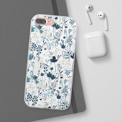 Serene Blue Wildflower Phone Case - Elegant White Background Design - Spring Collection - Flexi Cases Phone Case Pattern Symphony iPhone 7 Plus  