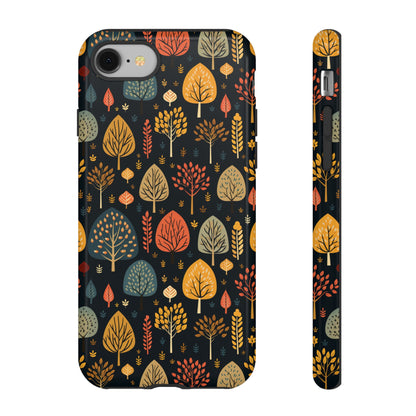 Mid-Century Mosaic: Dappled Leaves and Folk Imagery - Tough Phone Case