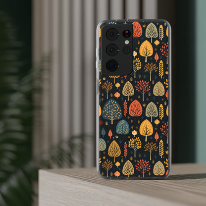 Mid-Century Mosaic: Dappled Leaves and Folk Imagery - Flexible Phone Case