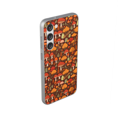 Autumn Spore Wonderland: Enchanting Mushroom and Leaf Designs - Flexible Phone Case