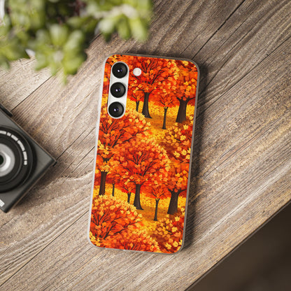 Impasto-Style Woodlands: High-Contrast Autumn Foliage - Flexible Phone Case