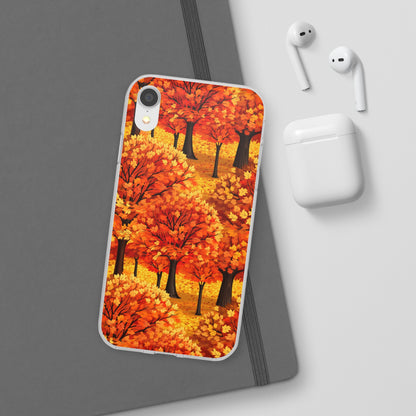 Impasto-Style Woodlands: High-Contrast Autumn Foliage - Flexible Phone Case