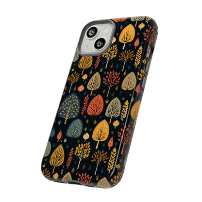 Mid-Century Mosaic: Dappled Leaves and Folk Imagery - Tough Phone Case