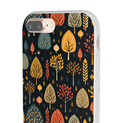 Mid-Century Mosaic: Dappled Leaves and Folk Imagery - Flexible Phone Case