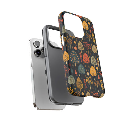 Mid-Century Mosaic: Dappled Leaves and Folk Imagery - Tough Phone Case