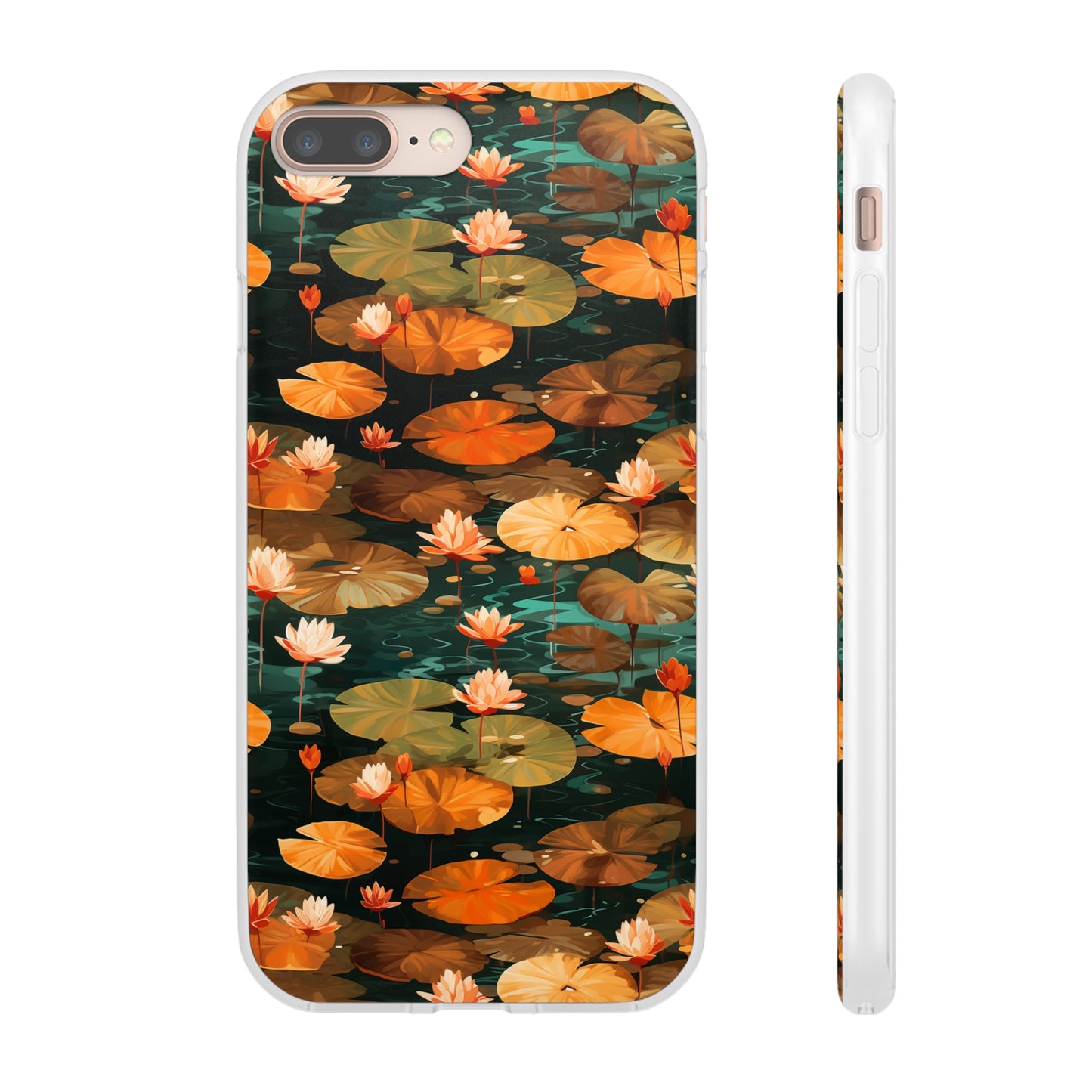 Orange Lotus Whisper: Autumn on the Water - Flexible Phone Case