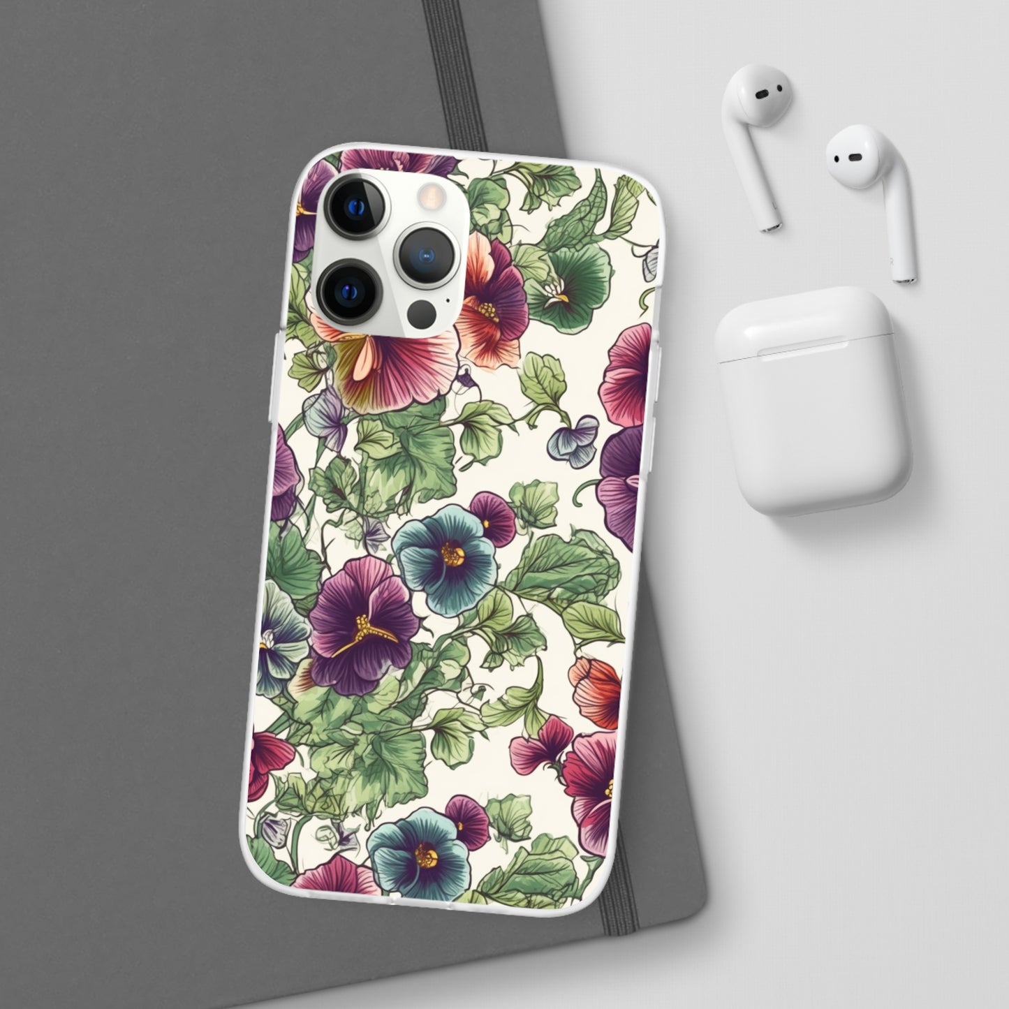 Watercolour Pansy Phone Case - Delicate Floral Elegance - Spring Collection - Flexi Cases Phone Case Pattern Symphony iPhone 12 Pro with gift packaging  