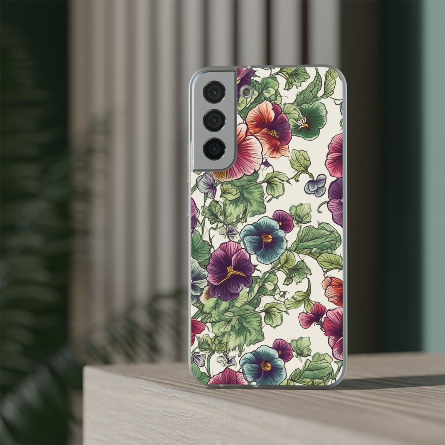 Watercolour Pansy Phone Case - Delicate Floral Elegance - Spring Collection - Flexi Cases Phone Case Pattern Symphony Samsung Galaxy S22 Plus  