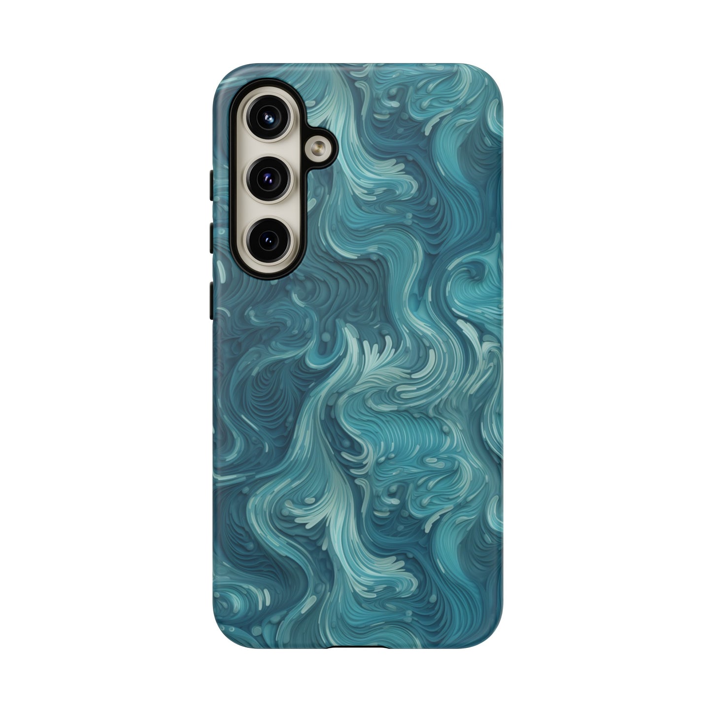 Azure Depths: Layered Blue Topographic Design Tough Phone Case