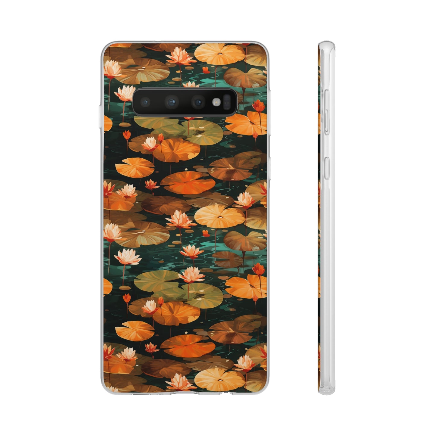 Orange Lotus Whisper: Autumn on the Water - Flexible Phone Case