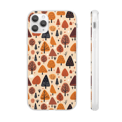 Terracotta Tree Tapestry: A Playful Autumn Mosaic - Flexible Phone Case