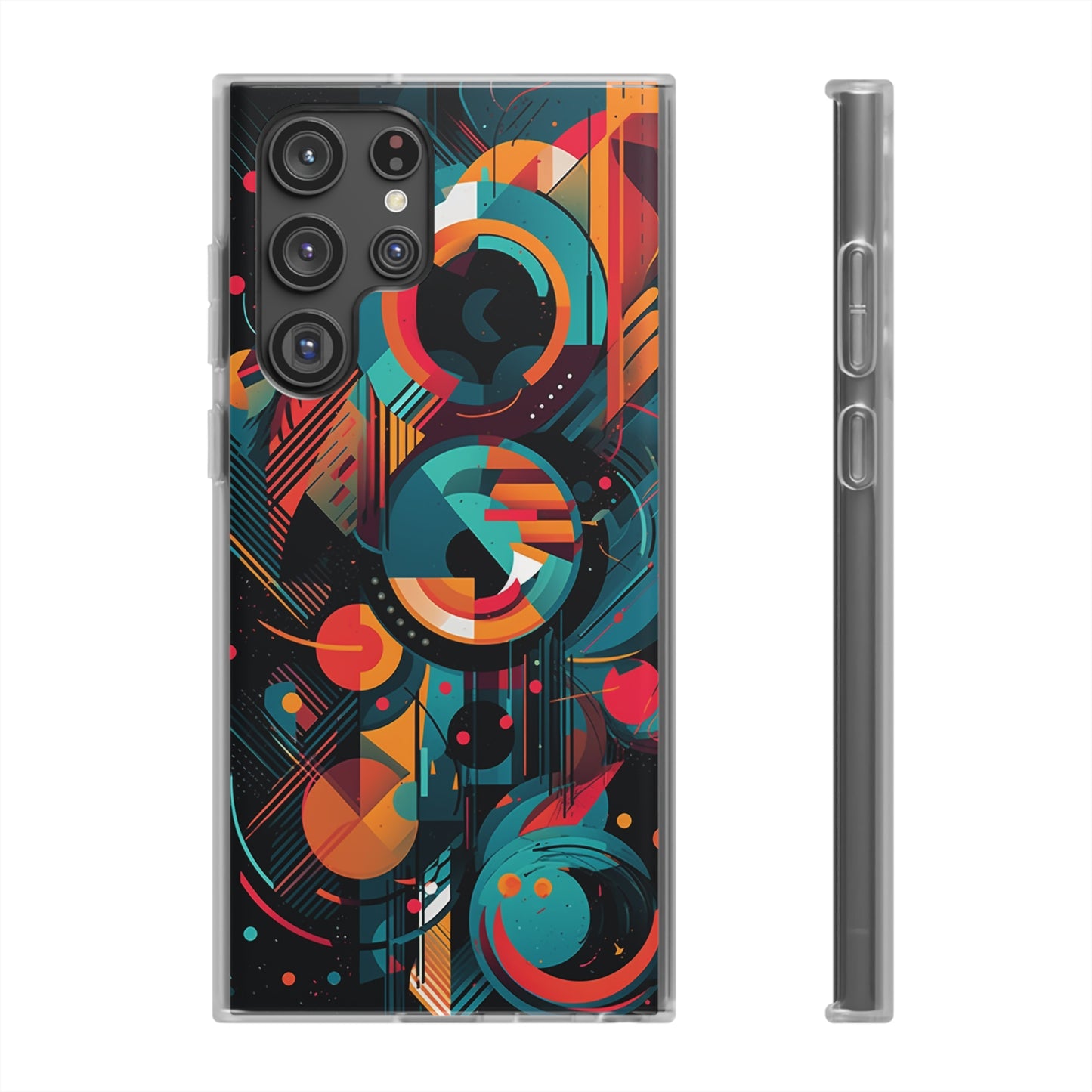 Vibrant Geometric Fusion Phone Case - Bold Squares & Circles Design - Flexi Cases Phone Case Pattern Symphony   