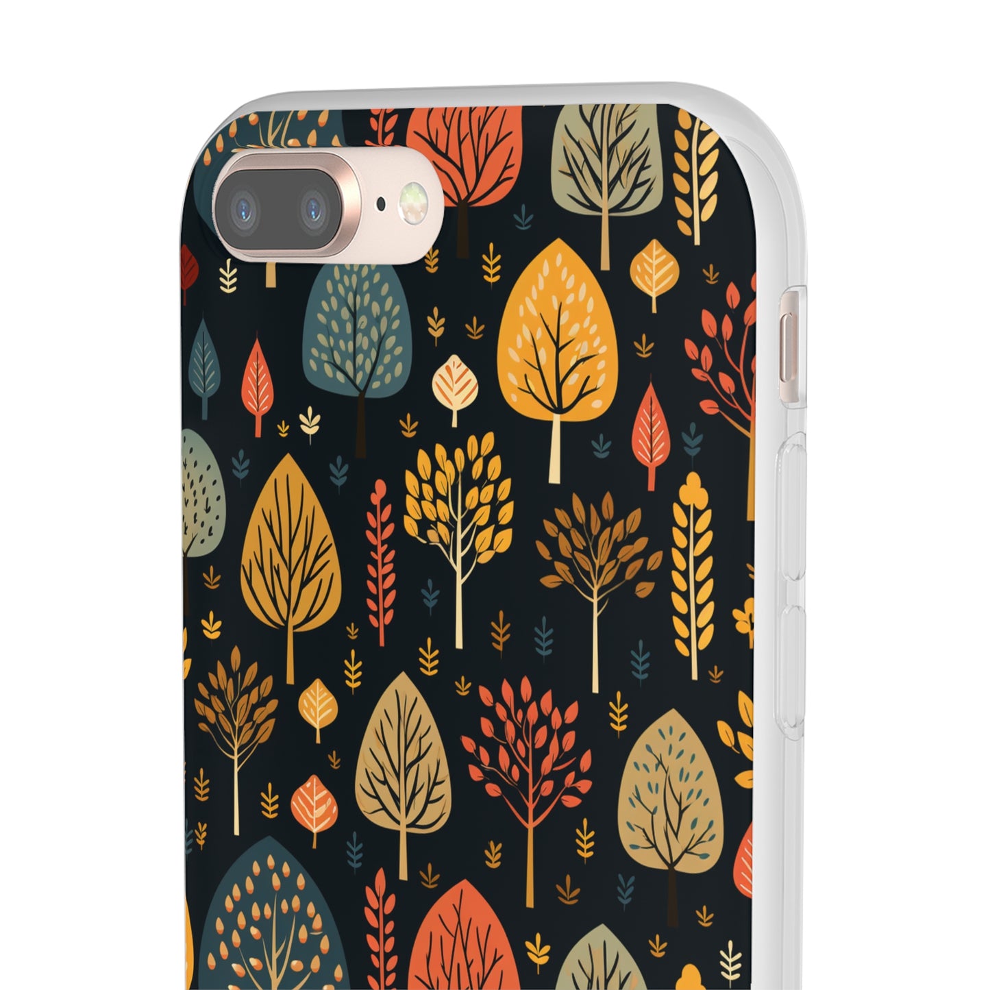 Mid-Century Mosaic: Dappled Leaves and Folk Imagery - Flexible Phone Case