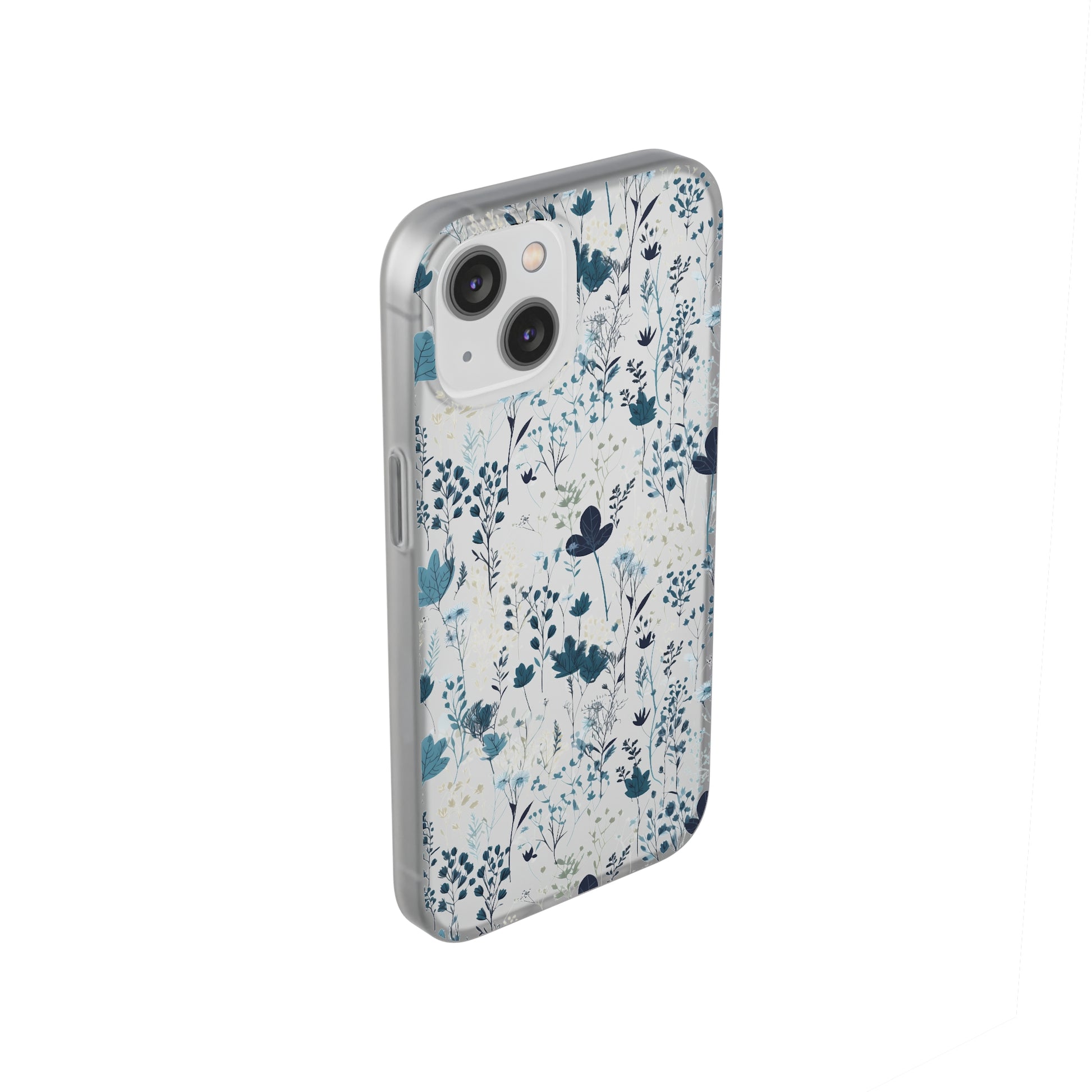 Serene Blue Wildflower Phone Case - Elegant White Background Design - Spring Collection - Flexi Cases Phone Case Pattern Symphony   