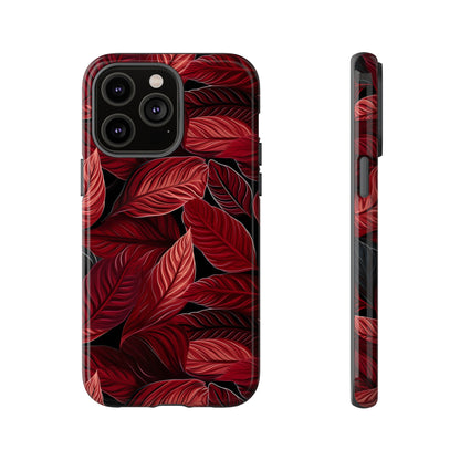 Scarlet Whispers: Lush Autumn Colours in Botanical Bliss - Tough Phone Case