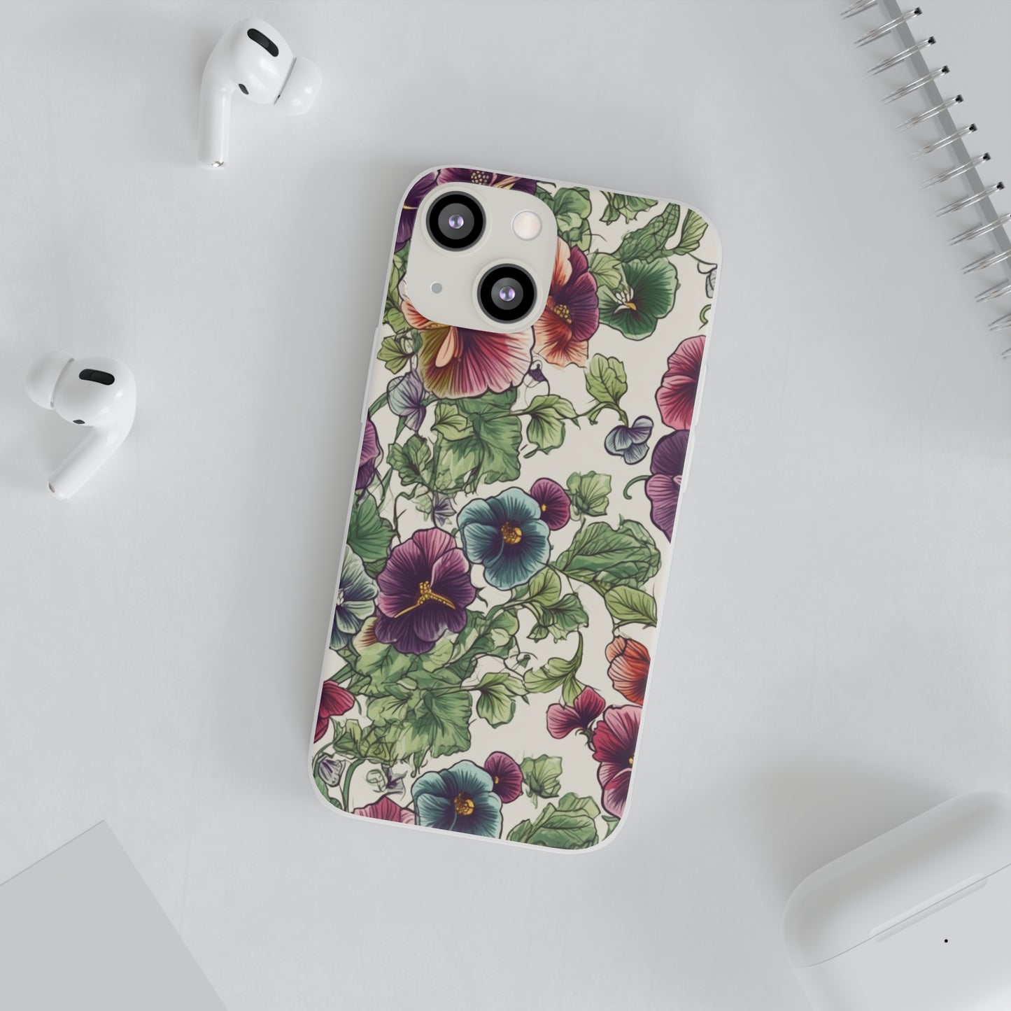 Watercolour Pansy Phone Case - Delicate Floral Elegance - Spring Collection - Flexi Cases Phone Case Pattern Symphony iPhone 13 Mini  