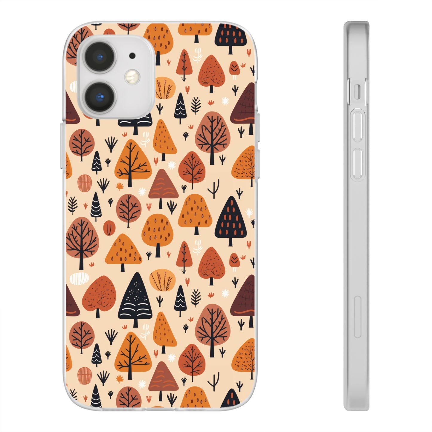 Terracotta Tree Tapestry: A Playful Autumn Mosaic - Flexible Phone Case