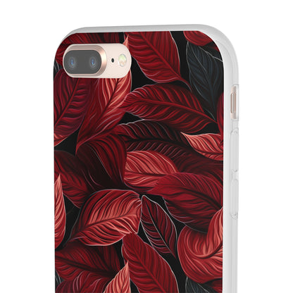 Scarlet Whispers: Lush Autumn Colours in Botanical Bliss - Flexible Phone Case