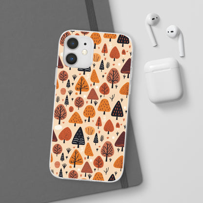 Terracotta Tree Tapestry: A Playful Autumn Mosaic - Flexible Phone Case