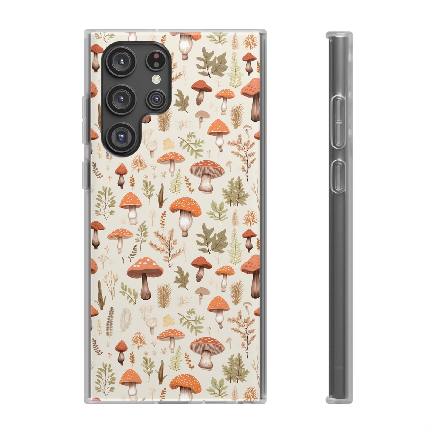 Mushroom Haven - Autumnal Tones Botanical illustration - Flexible Phone Case