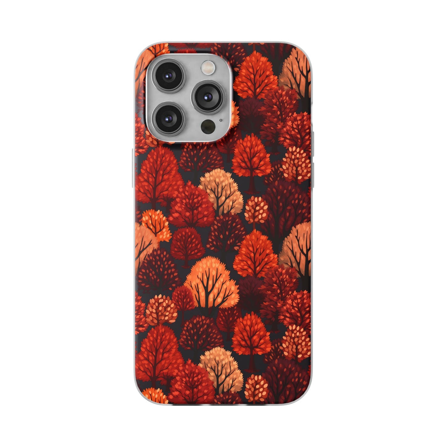 Crimson Forest: Autumn Trees in Vibrant Detail - Flexible Phone Case