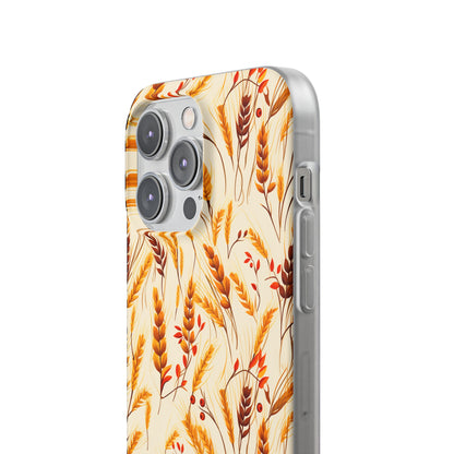 Golden Harvest: An Autumn Collage of Wheat and Berries - Flexible Phone Case