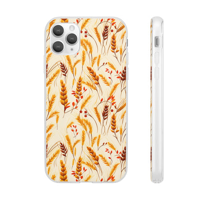 Golden Harvest: An Autumn Collage of Wheat and Berries - Flexible Phone Case