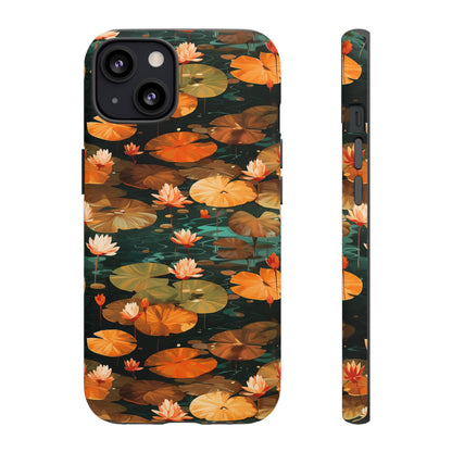 Orange Lotus Whisper: Autumn on the Water - Tough Phone Case