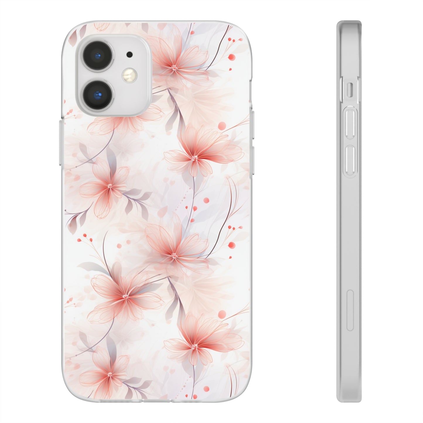 Whispering Petals: Subtle Grey & Pastel Red Gradient Phone Case