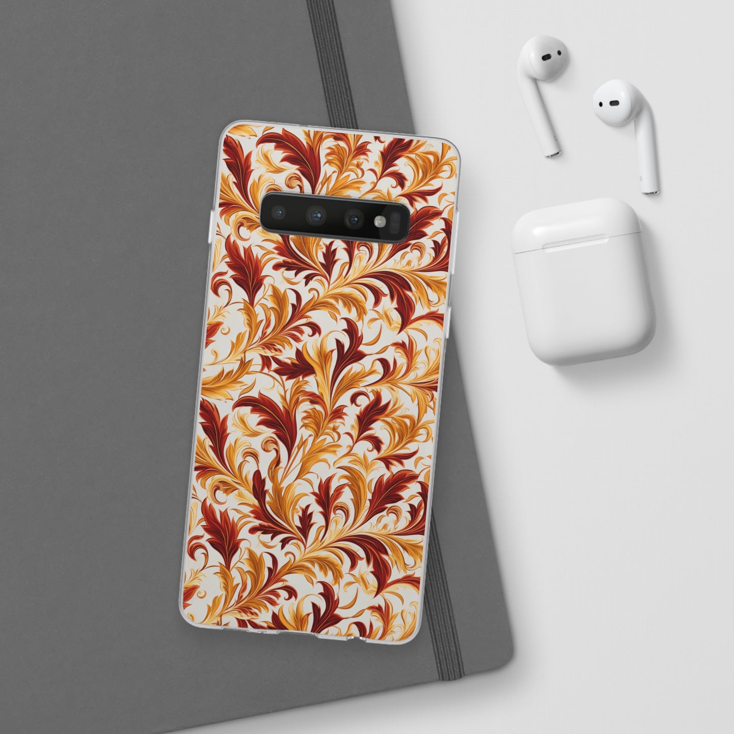 Swirling Autumn: Vortexes of Fall Foliage in Gold and Bronze - Flexible Phone Case