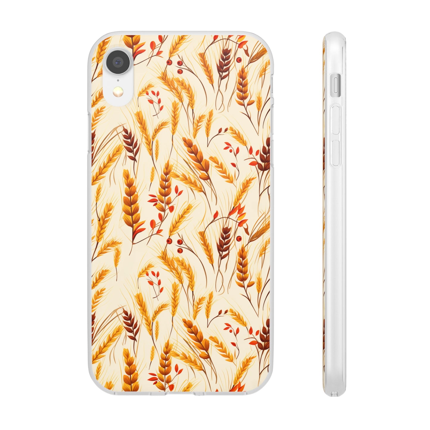 Golden Harvest: An Autumn Collage of Wheat and Berries - Flexible Phone Case