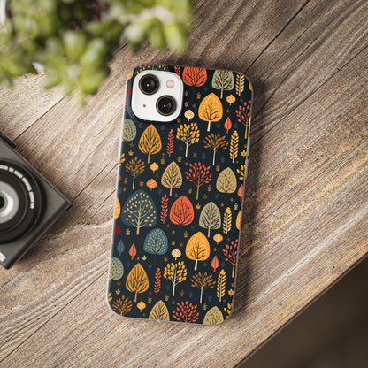 Mid-Century Mosaic: Dappled Leaves and Folk Imagery - Flexible Phone Case