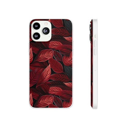 Scarlet Whispers: Lush Autumn Colours in Botanical Bliss - Flexible Phone Case