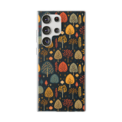 Mid-Century Mosaic: Dappled Leaves and Folk Imagery - Flexible Phone Case