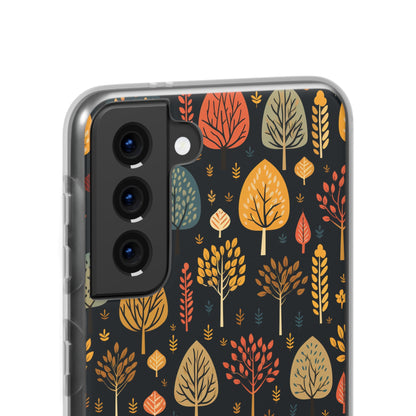 Mid-Century Mosaic: Dappled Leaves and Folk Imagery - Flexible Phone Case